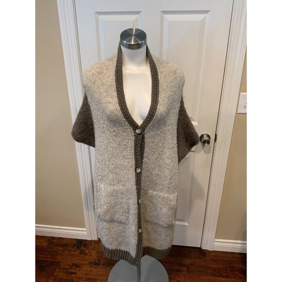 Sleeping on Snow Anthropologie Brown Mohair Button Front Cardigan, One Size - Picture 1 of 7